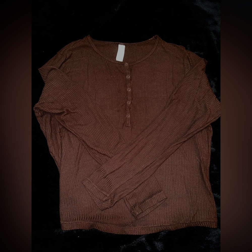 Auden Chocolate Ribbed Knit Top